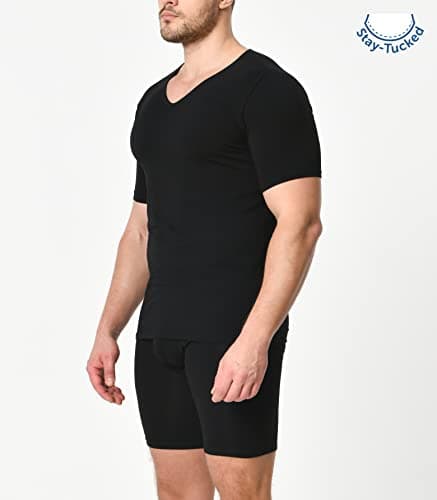 Comfneat Men's 3-Pack Stretchy Cotton Spandex Undershirts V-Neck T-Shirts