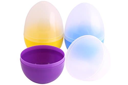 6” Jumbo Plastic Easter egg Containers, Egg Shaped Containers in Assorted Colors- Set of 6