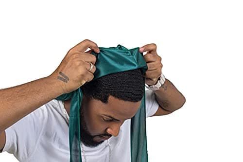 2PCS Elastic Silky durag for Men 360 Waves, Do Rag, Elastic durag, Long-Tail Du-RAG