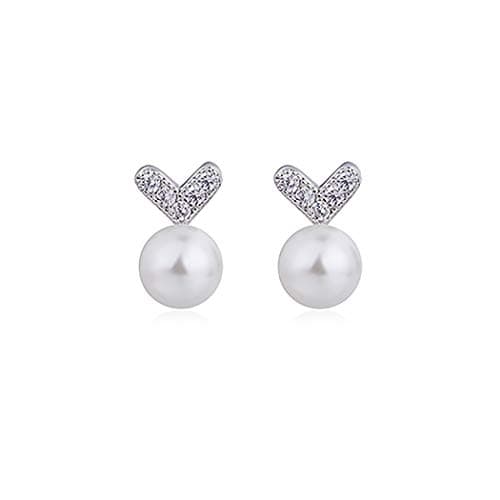 Leiothrix Korean Style Earrings Stud Geometrical Heart-shaped Pearl Earrings Jewelry for Women and Girls