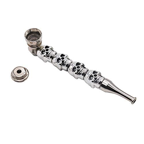 nulala Personalized Skull Pipe, Metal Portable Skull Shape Herb/Tobacco/Smoking Pipes Cigarette Pipe