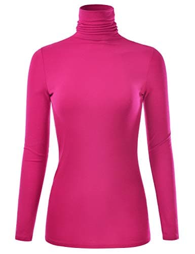 Women's Long Sleeve Turtleneck Lightweight Pullover Slim Shirt Top (S-3XL)