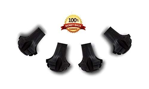 Extra durable replacement tips for trekking poles - 4 pack - Replacement paws, feet, and caps for most hiking poles. Replacement tips made from vulcanized rubber