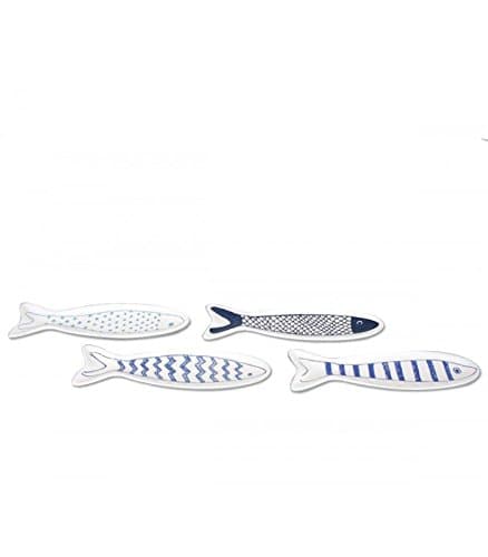 White and Blue Fish (Set of 4 Porcelain Ramekins