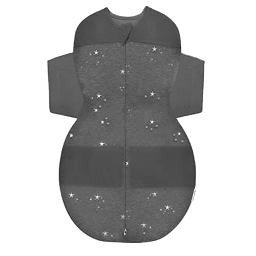 Happiest Baby SNOO Sleep Sack - 100% Organic Cotton Baby Swaddle Blanket - Doctor Designed Promotes Healthy Hip Development (Charcoal Stars, Large)