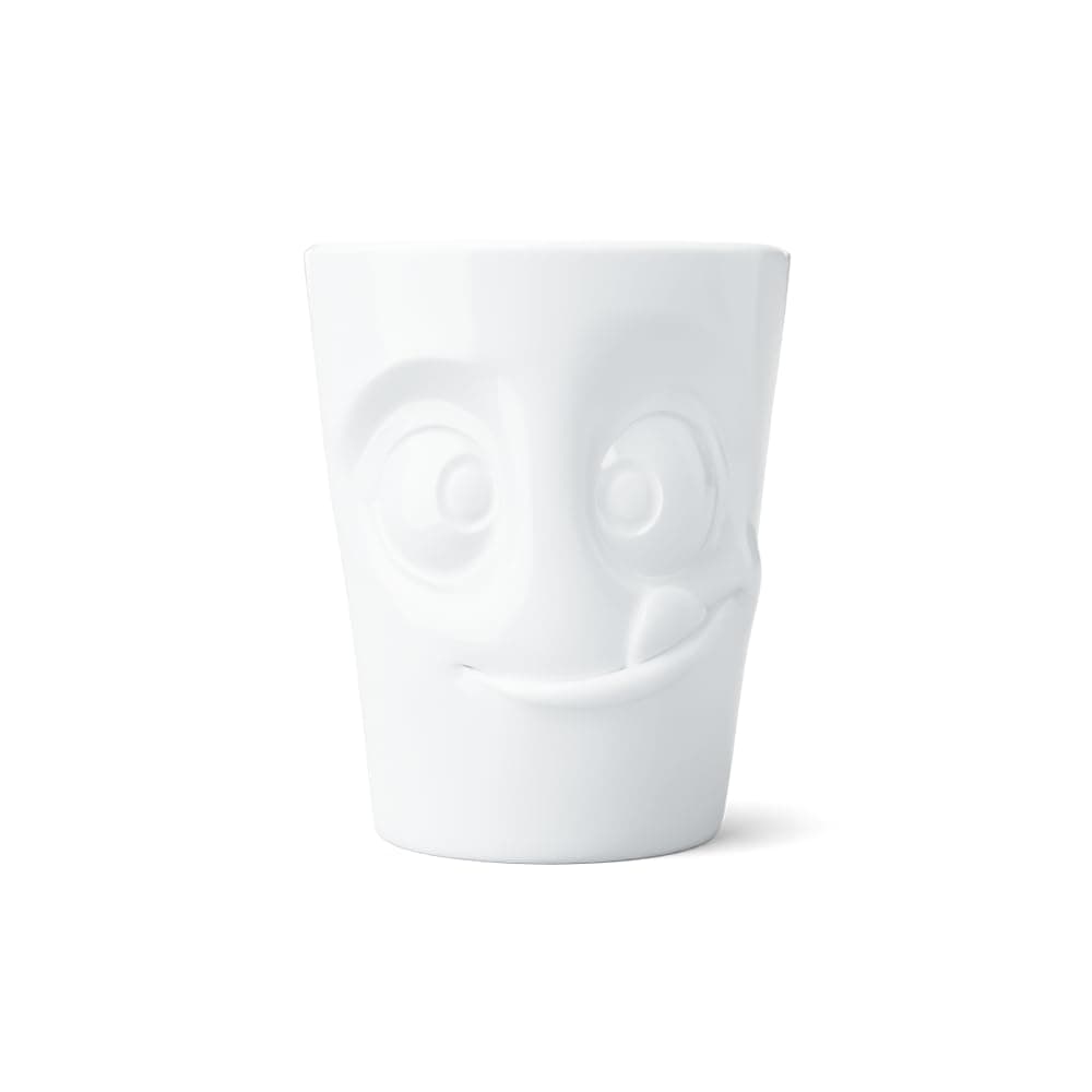 Mug with handle "Lecker" (porcelain, 350 ml, white, made in Germany)