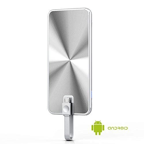 miraku Battery Backup Portable Charger M6 5000mah USB Power Bank Battery Pack with Built-in Micro USB Cable 2 Ports for Samsung Galaxy S6 Edge,S7,Tablet,HTC,LG,iPhone and Android Cell Phones (White)