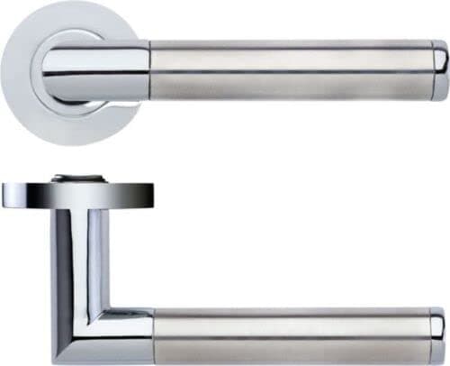 2you Modern Designer Door Handle Set Stainless Steel Brushed Polished Chrome Internal Indoor Silver Lever On Rose