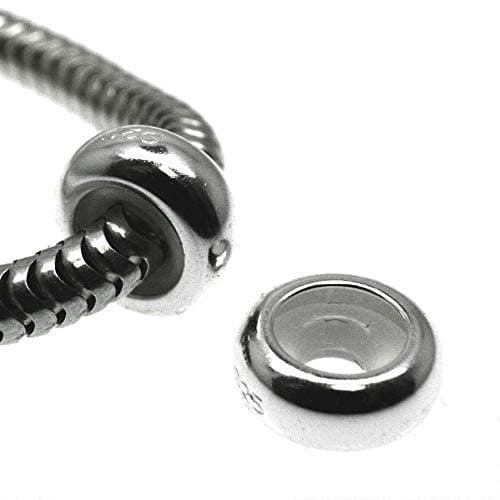 MOONDROPS 2 x Sterling Silver Stopper Beads for Pandora Bracelet - 925 Solid Silver Spacer Charms