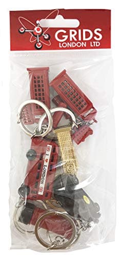 Grids London ® Keychain London Key Tags GB Icon Mini Brelock Gift Souvenir England Union Key Chain Bus Tower UK