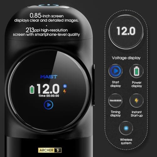 Mast Archer S Max Wireless Tattoo Gun Pen Machine, Pro Cartridges Tattoo Machine, 280g.cm Torque Motor, 4.2mm Stroke Length, 2 Batteries 1600mAh Power, Fast Charge (Frosted Grey)