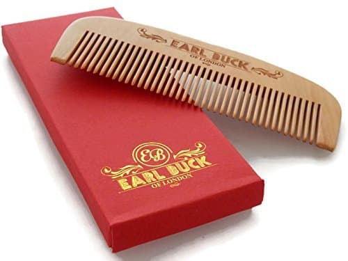 Beard Comb - Earl Buck Wooden Beard Comb for Men with Elegant Wood Design & Gift Box - This Natural Wood Beard Comb Kit Is Perfect for Your Beard, Moustache & Hair & use with Beard Oil & Beard Balm