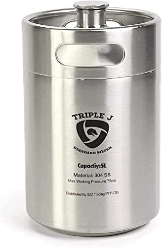 Triplej Mini Stainless Steel Growler Ss Keg 5L 304 (174MM X 280MM) Home Brew