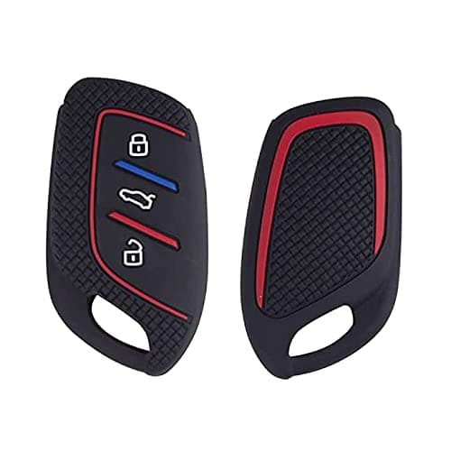 Keycept Silicone Key Cover Compatible for ZS EV, MG Astor 3 Button Smart Key (Black)