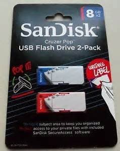 USB Flash Drive 2-Pack Writable Label 8GB
