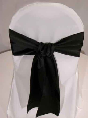 Black Satin Wedding Chair Sash Bows (set of 10) by Summerfield