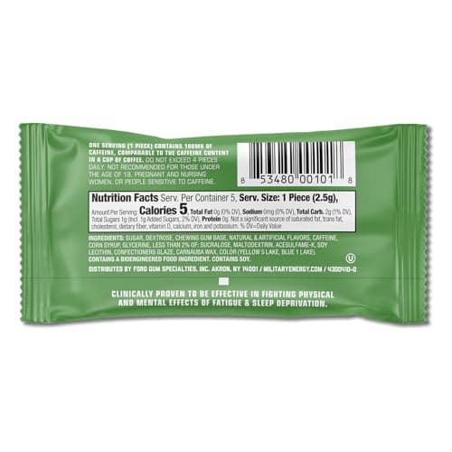 Military Energy Gum (MEG) - Spearmint - Tray (24 packs - 5pcs/pk) 100mg caffeine/pc - Military Specification Formula by Marketright, Inc.