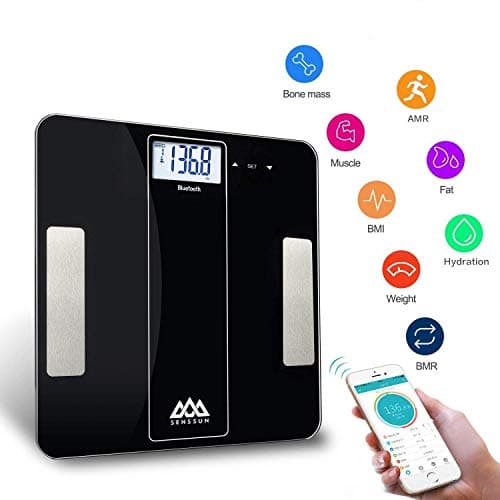 Bluetooth Smart Body Fat Scale, Digital Bathroom Scale, BMI Weighing Scales Body, Body Composition Analyzer with iOS and Android APP-Black