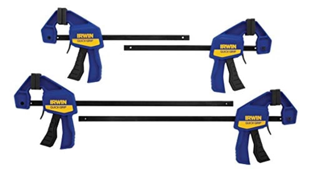 QUICK-GRIP Bar Clamp, One-Handed, Mini, 6-Inch (2), 12-Inch (2), 4-Pack (1964748) Blue, Yellow
