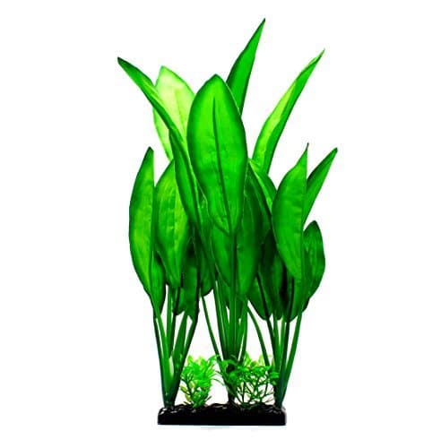 ZAZALUM Artificial Aquarium Silk Plants, Fish Tank Green Decoration Aquatic Water Grass Ornament with Ceramic Base, Dark-green-12in