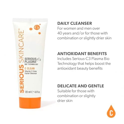 Vitamin C & Collagen Skin Care Set - Reduce Wrinkles, Brightening - C-Restore Night Cream Moisturizer for Face, Eye Treatment Gel & C Clean Face Cleanser - Deep Hydration - Serious Skincare C3