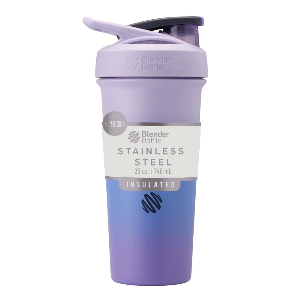 Sport Sleek Insulated Stainless Steel Shaker Bottle with Wire Whisk, 25-Ounce, Lavender Ombre – Protein Shakes & Hydration for Athletes & Fitness Enthusiasts, Easy Mixing, Lockable Lid