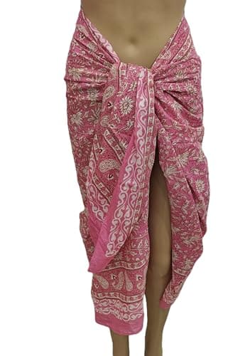 Rastogi Handicrafts 100% Cotton Hand Block Print Sarong Womens Swimsuit Wrap Cover Up Long (73" x 44")