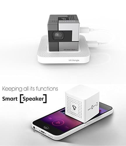SK UO Smart Beam, Portable Mini Projector, Compatible with iOS/Android (Wireless 1.80 inch, Black Pearl)