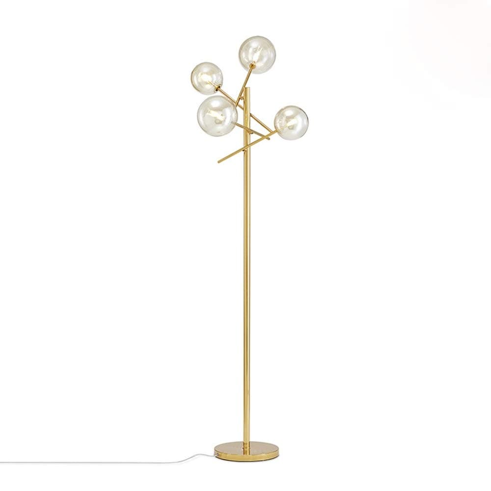 TD00145 Sputnik Chandelier Floor Lamp for Bedroom,4-Lights Glass Shade Floor Lamps for Living Room,Brass/Gold