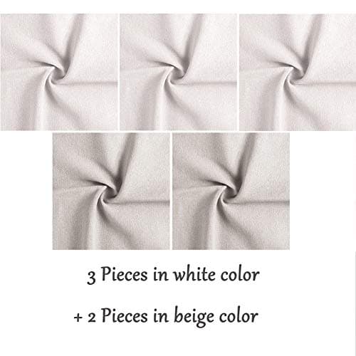 Linen Needlework Fabric, Kissbuty 5 PCS Linen Fabric Cloth for Garment Craft Flower Pot Decoration Embroidery Cross Stitch Cloth, 19.6 by 19.6 Inch (White Beige)