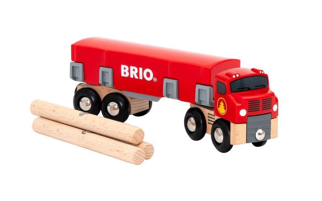World 33657 - Lumber Truck | 6-Piece Wooden Toy Train Set | Ideal for Kids Ages 3 and Up | Made with Sustainable Wood | Magnetic Crane Compatible