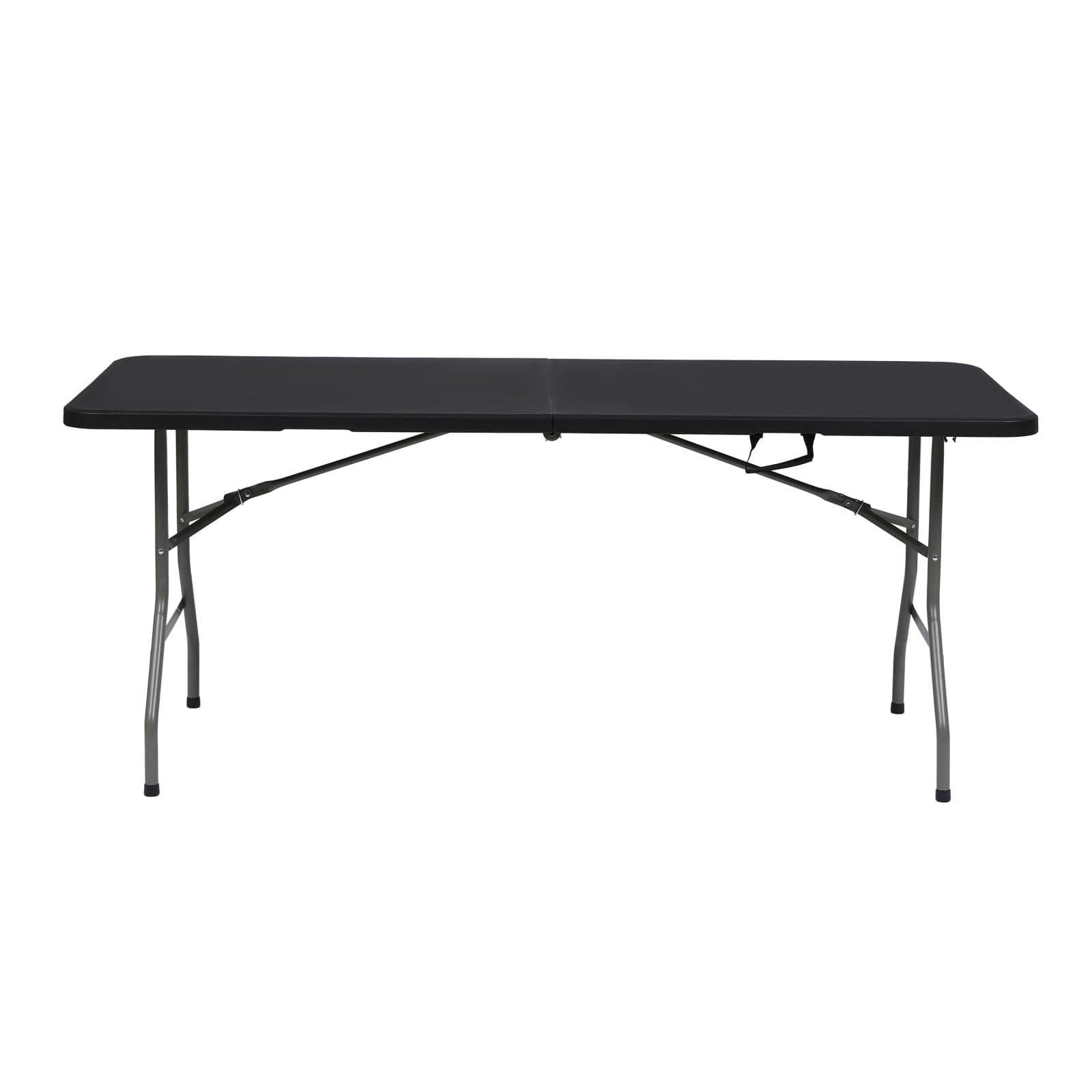 SKONYON 6ft Folding Table for Indoor Outdoor Use – Heavy Duty Foldable Table with Carry Handle – Portable Tables Folding for Events, Camping, Picnics, Workstations, Banquets, BBQs (Black, 6ft)