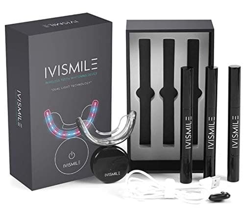 Teeth Whitening Kit- Dual LED Light Technology Mouth Tray- 3(2ml) Teeth Whitening Gel Pens- Efficient Home Teeth Bleaching Kit with Shade Guide-User Friendly Rapid Stain Removal Device