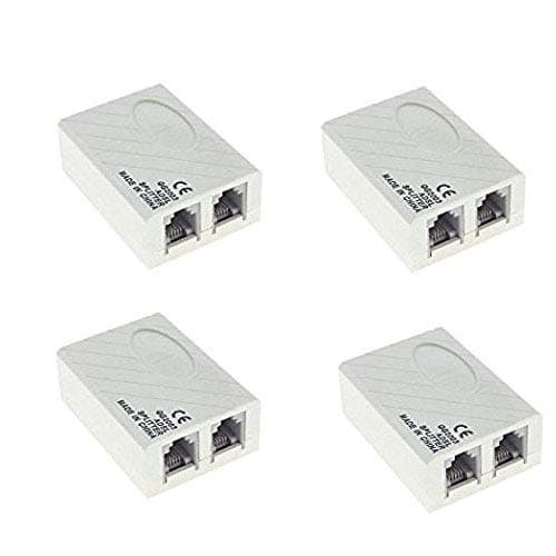CAPSLOCK (Pack of 4) ADSL/VDSL/APDT Splitter for Landline Telephone and Broadband Modem Box Internet Phone Filter Splitter - 6P2C RJ 11 Female Jack to 2X 6P2C Double Female Jack Adaptor