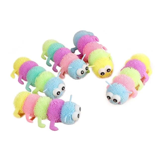 Adult Squishy Caterpillar For Stress Anxiety Relief Ahd Autism Need Special Toy Pack Of 1 Piece, Multicolor