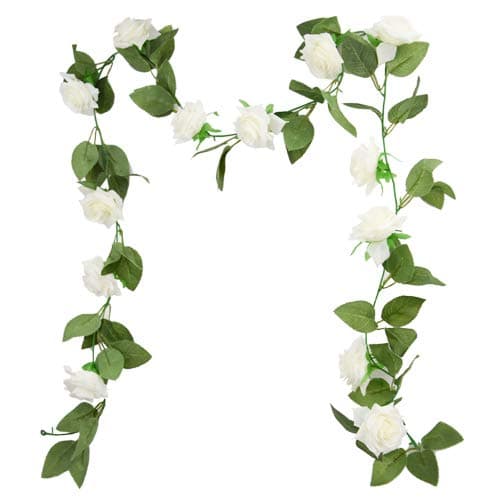 fs 6ft (183cm) Artificial Ivory/Cream Rose Flower Garland - Wedding Trellis Garden