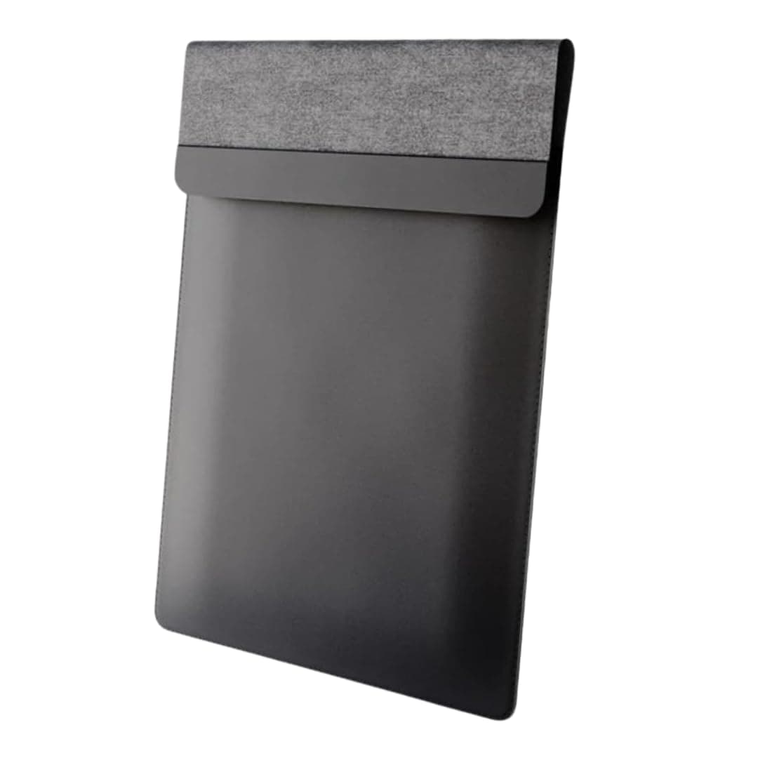 Laptop Sleeve with Wireless Charging | Multifunctional 4-in-1 Leather Sleeve, Mousepad & Deskpad | Rapid Charging for Phones & Earbuds | Laptop Protection | Fits 13-14 Inch Laptops (Black)