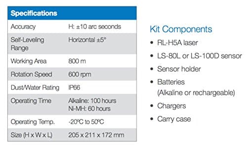 TOPCON RL-H5B Self Leveling Horizontal Rotary Laser with Bonus Eden Field Book IP66 Rating Drop 800m