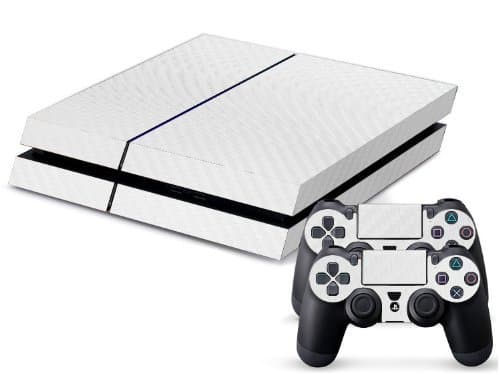 Eddie Internatioanl (TM) PS4 Console Designer Skin for Sony Playstation 4 Console System Plus Two (2) Decals For: PS4 Dualshock Controller - carbon fibre (White)