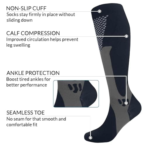 Gcbiger Compression Socks (3 Pairs) for Men Circulation 20-30 mmhg Medical Compression Stockings Women Nursing