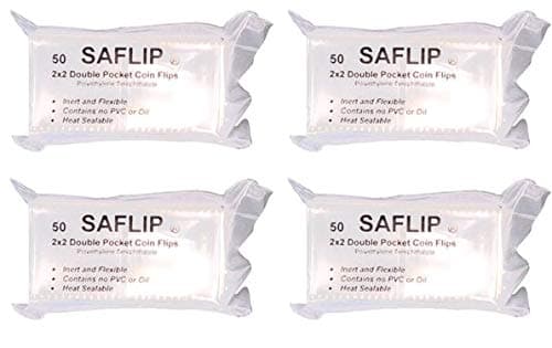 SAFLIP Double Pocket Safety Coin Flips (2" x 2", 200 Flips)