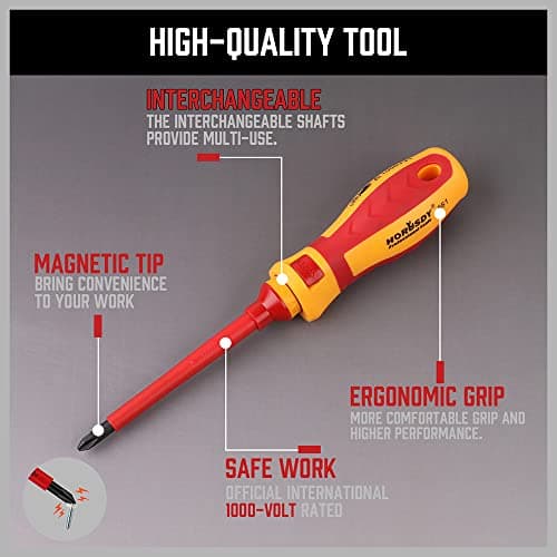 SEDY 1000V Insulated Electrician Screwdriver Set 13pcs CR-V Magnetic Plus Negative Pod Ribs Torx Screwdriver Electrician Essential Professional Tool Kit