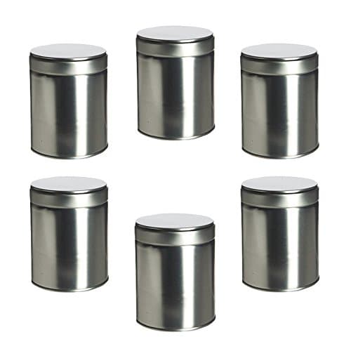 Thistle Moon Steel Loose Leaf Tea and Spice Tin Round with Twist Cover Short - Set of 6