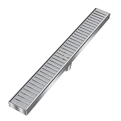 Fryotuc 24" Shower Channel Drain Flange Edge Linear Drain with Removable Flat Cover Grate Pattern