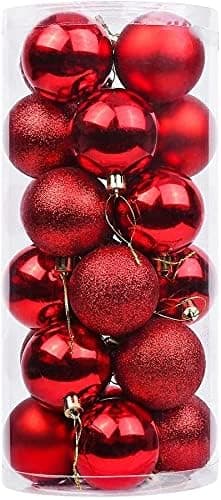 Christmas Tree Decorations Baubles Party Wedding Ornament Christmas (Red, 24PCs 6 cm Balls)