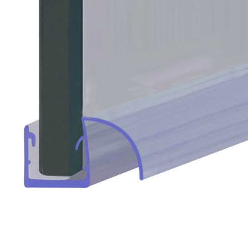 Shower Seal for Screens, Doors or Panels | Fits 4, 5 or 6mm Glass | 15mm Rigid Arched Deflector Fin for When There is No Gap | 80cm, 90cm, 140cm or 2m Long | SEAL056 (200cm)