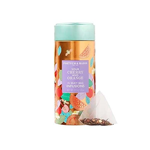 Fortnum and Mason British Tea, Sour Cherry and Orange Infusion Tin, 15 Silky Tea bags (1 Pack).