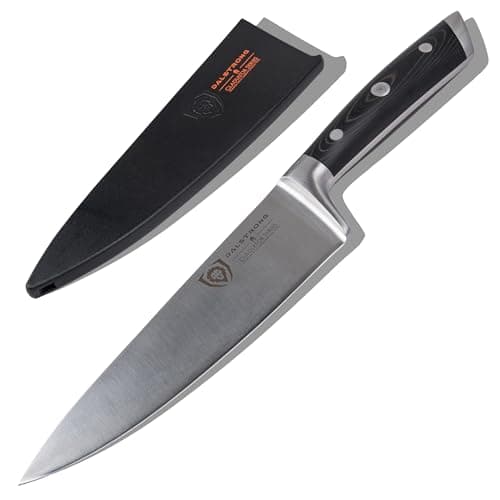 DALSTRONG Chef Knife - 8 inch Blade - Gladiator Series ELITE - Forged HC German Steel Chef's Knife - Razor Sharp Kitchen Knife - Professional Full Tang Knife - Black G10 Handle - Sheath -NSF Certified