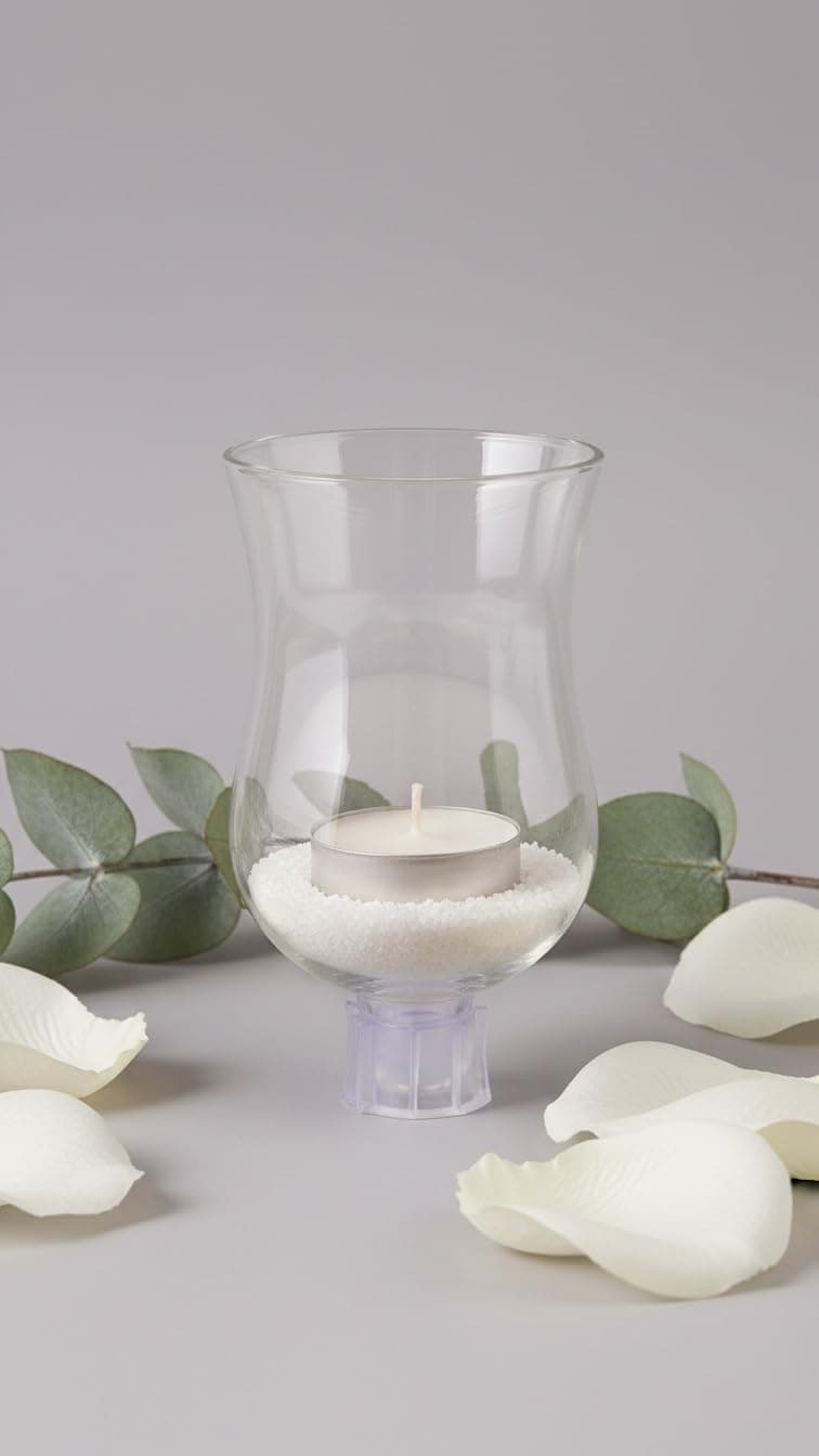 Peg Votive Candle Holder Clear Glass with a Rubber Grommet for tealights, Oil Lamps, LED, Votive Candles. 4" High with the Neck fits in 7/8" Candle Cup. Set of 4