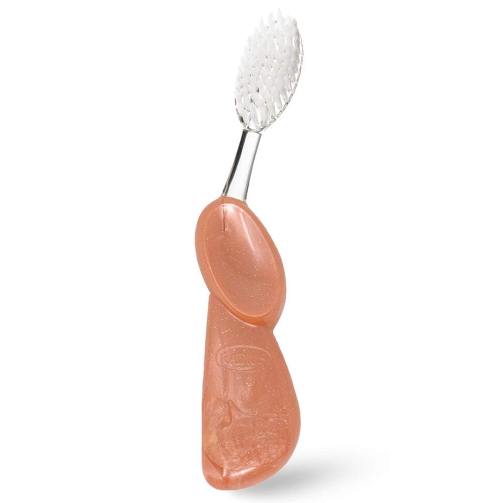 Toothbrush Big Brush with Replaceable Head, Right Hand, Soft in Coral Sparkle, BPA Free and ADA Accepted, Designed to Improve Gum Health and Reduce The Risk of Gum Disease